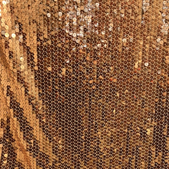 August Silk rose gold sequence short sleeve top size woman’s small - Picture 4 of 7